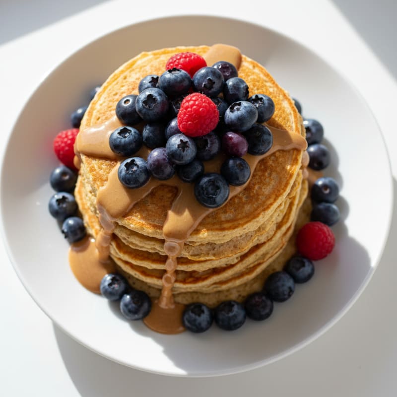 Egg and Oat Protein Pancakes with Fresh Berries