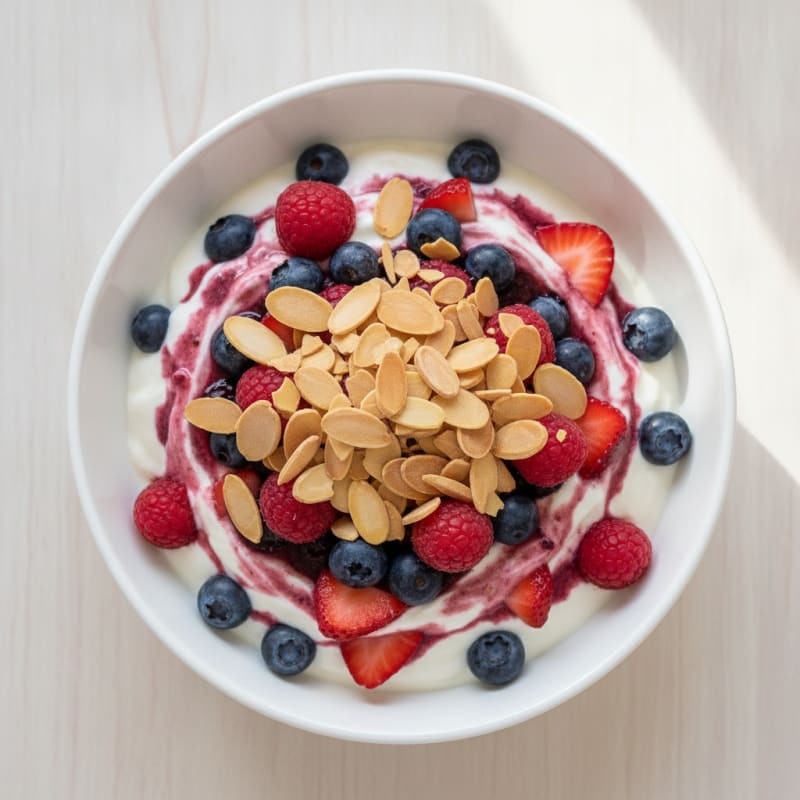 Creamy Greek Yogurt Protein Parfait with Almonds and Berries