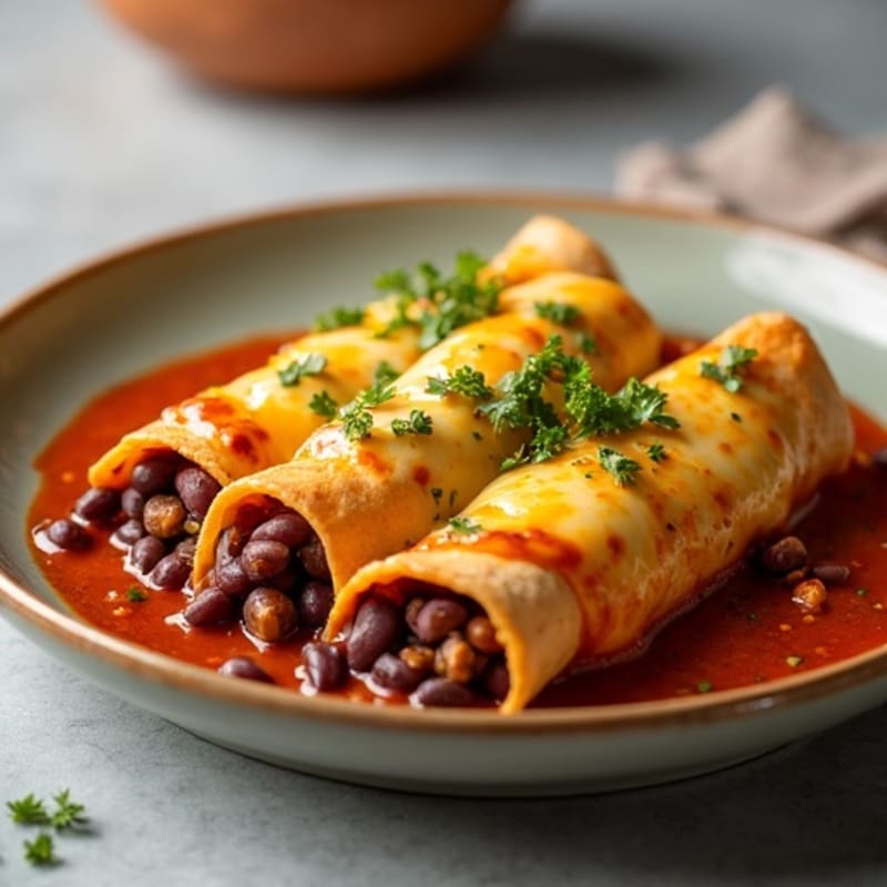 Black Bean and Grass-Fed Beef Enchiladas with Melted Cheese
