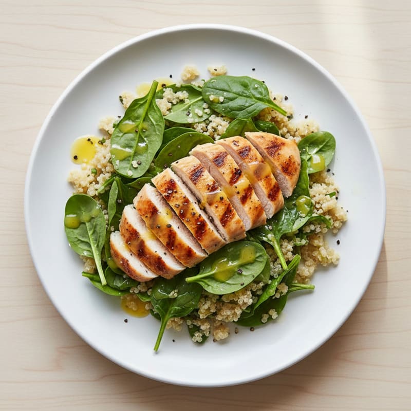Grilled Chicken and Quinoa Salad with Spinach