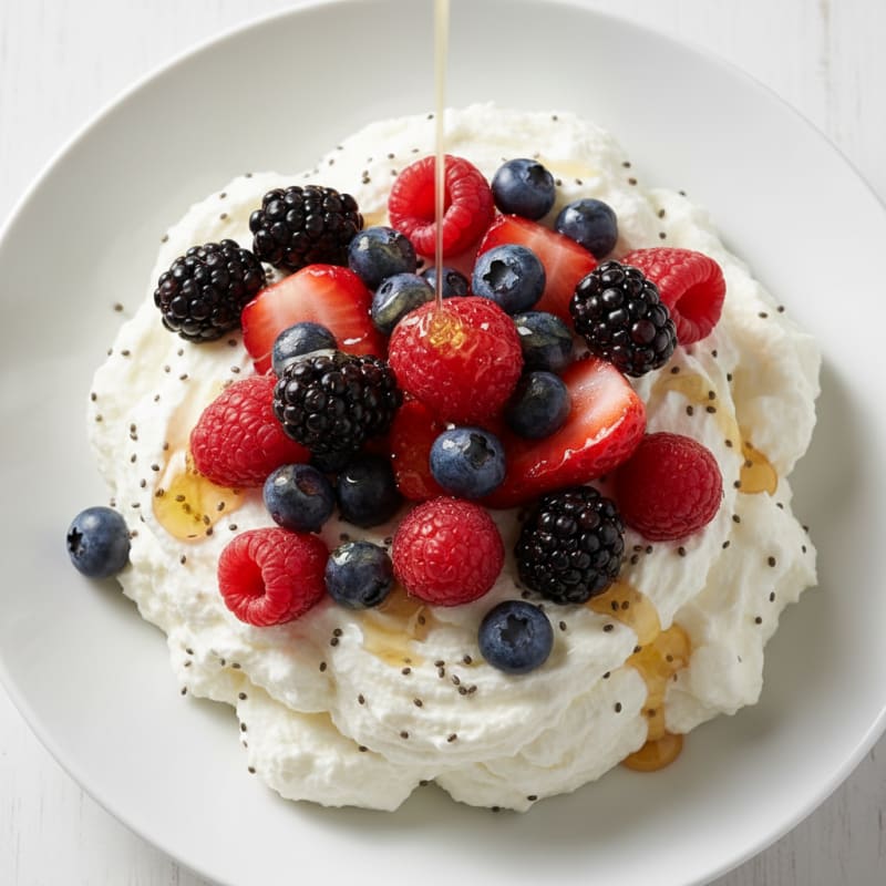 Greek Yogurt Protein Mousse with Mixed Berries
