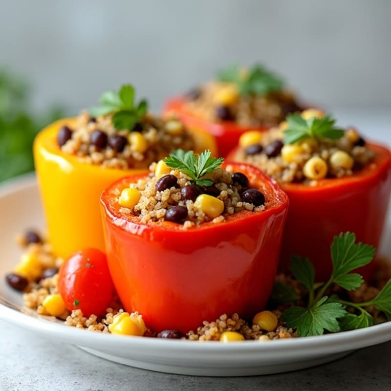 Roasted Zesty Quinoa Stuffed Bell Peppers