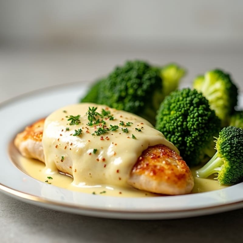 Creamy Lemon Garlic Chicken with Roasted Broccoli