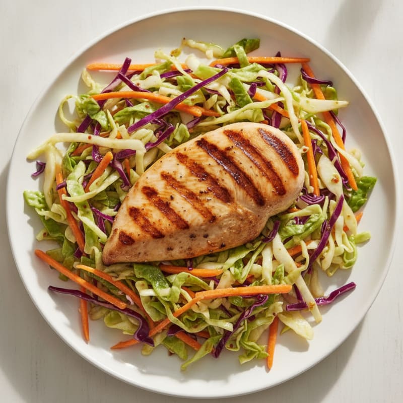 Grilled Chicken Breast with Crunchy Cabbage Slaw