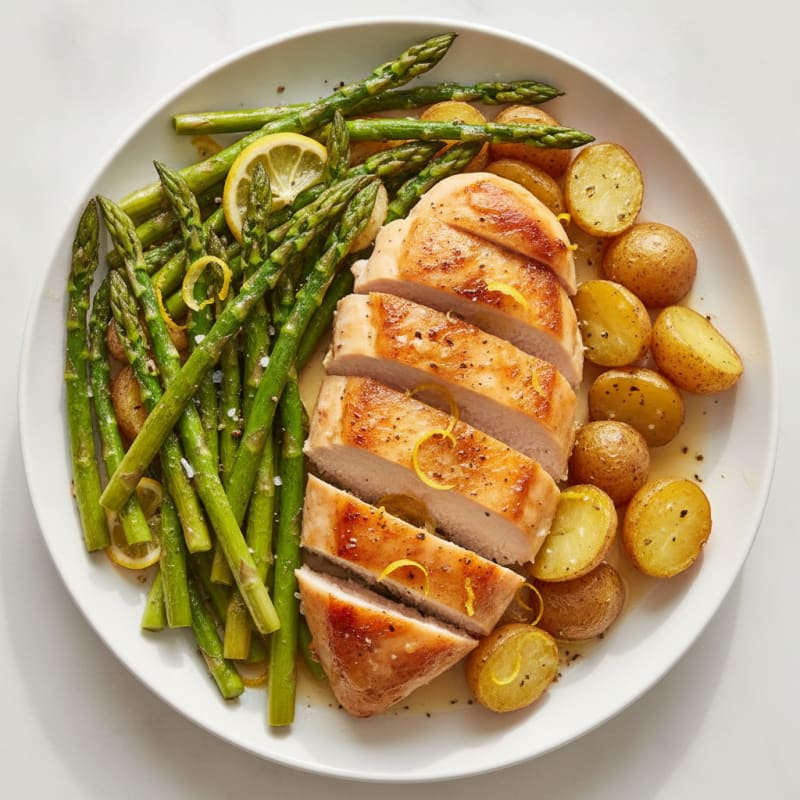 Lemon Herb Roasted Chicken with Asparagus