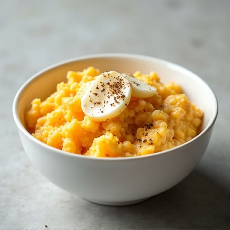 Creamy Protein-Packed Oatmeal with Soft-Scrambled Eggs