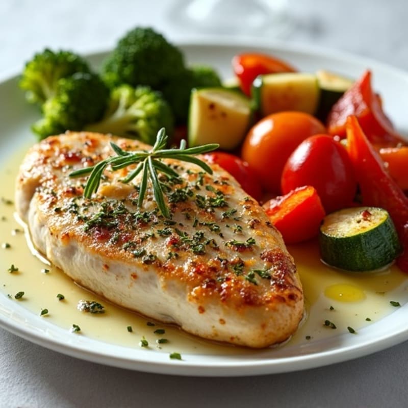 Herb-Crusted Pan Seared Chicken with Roasted Vegetables