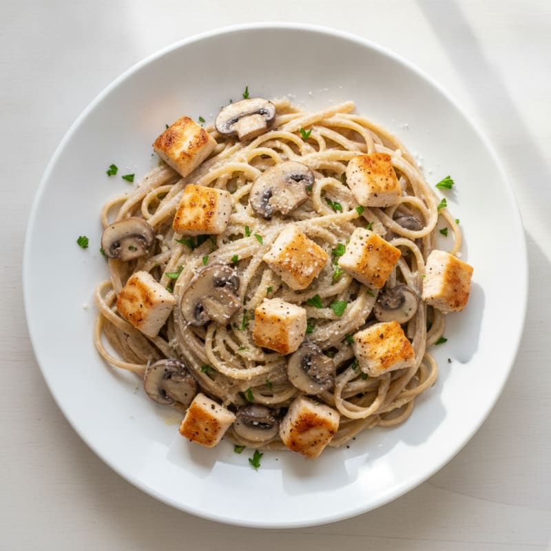 Creamy Chicken and Mushroom Linguine