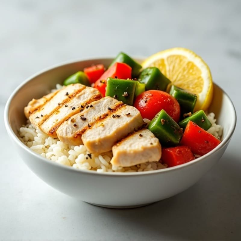 Grilled Chicken Rice Bowl with Steamed Vegetables