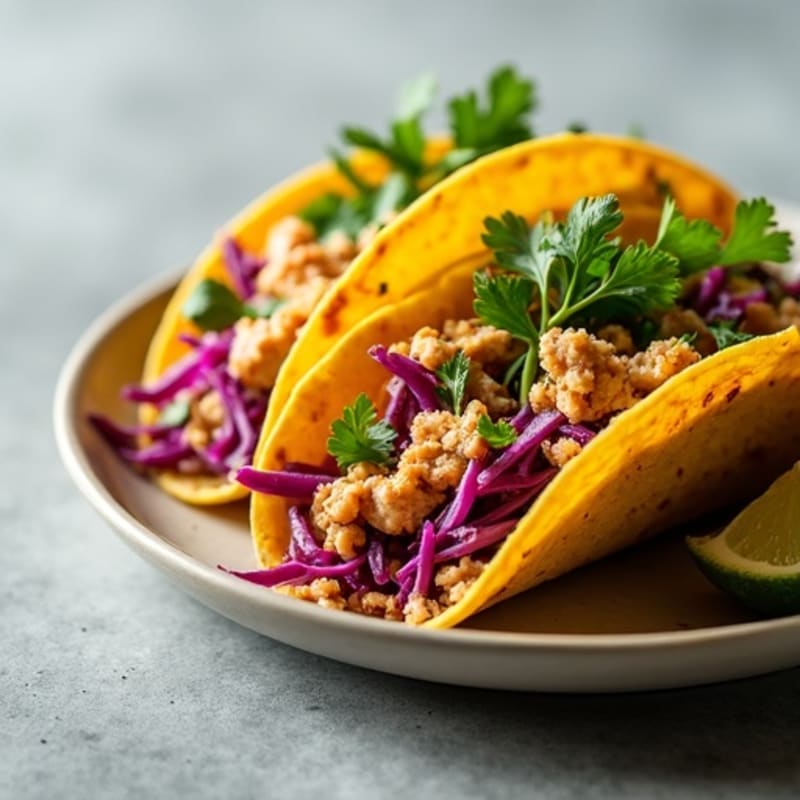 Spicy Ground Chicken Tacos with Crunchy Cabbage Slaw