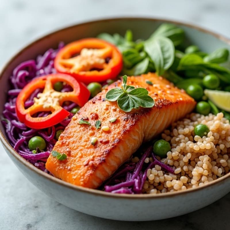 Sesame Ginger Salmon and Crunchy Veggie Bowl