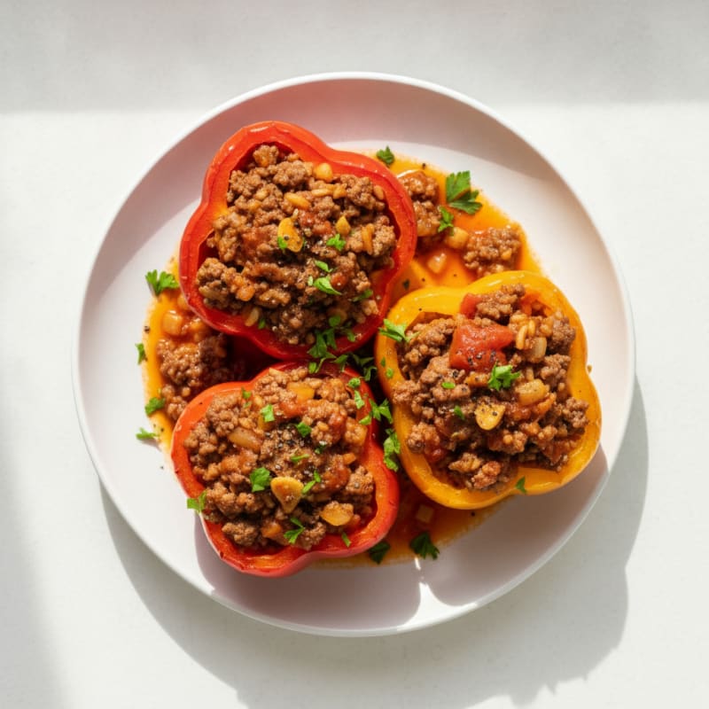 Beef and Rice Stuffed Bell Peppers
