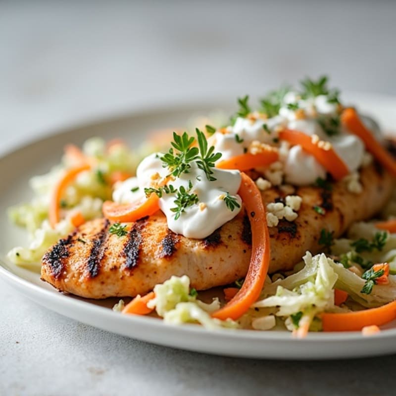 Grilled Chicken Breast with Creamy Greek Yogurt Slaw