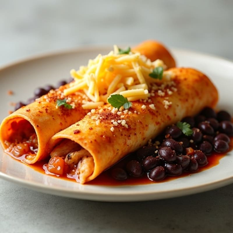 Spicy Baked Chicken Enchiladas with Black Beans