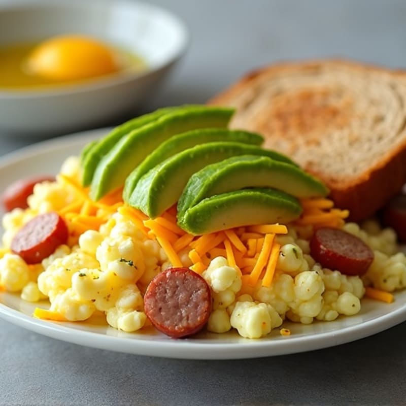 Egg White Scramble with Turkey Sausage and Avocado