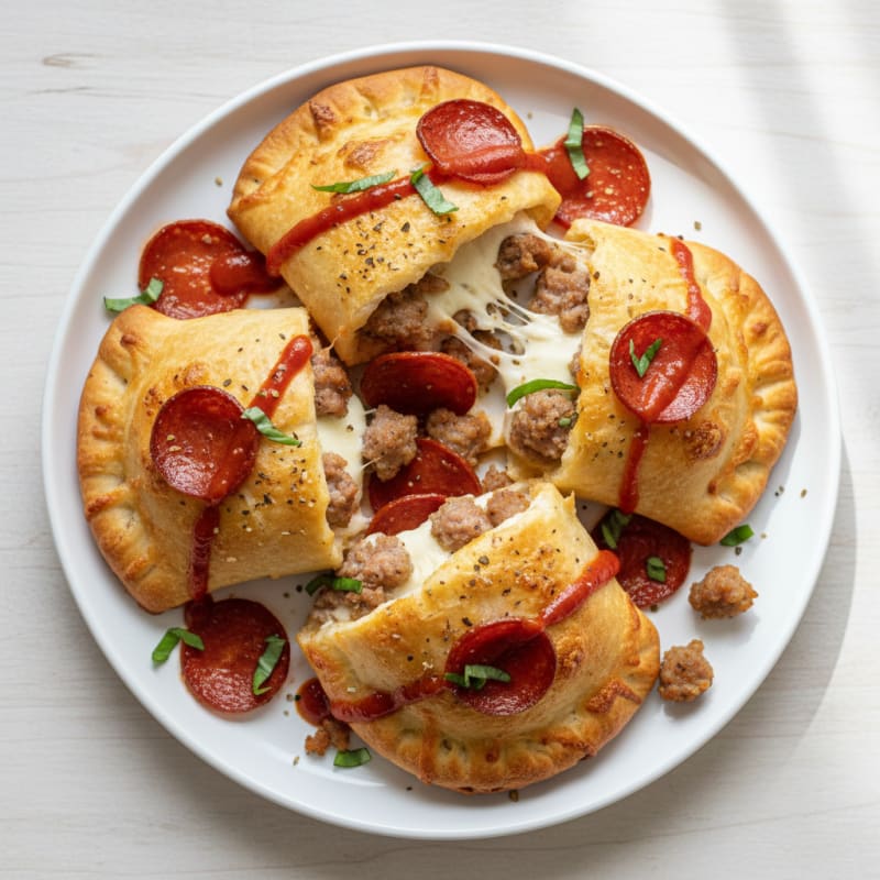 Crispy Pepperoni and Sausage Stuffed Pizza