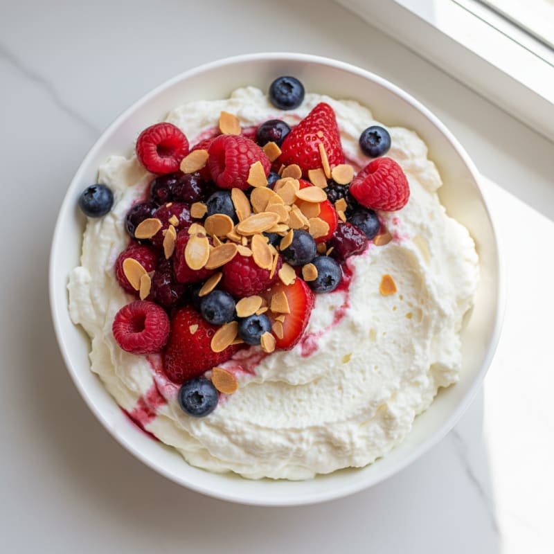 Greek Yogurt Protein Mousse with Mixed Berries