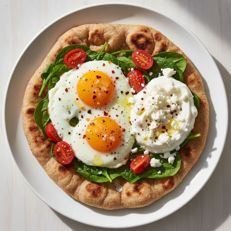 Baked Eggs with Warm Naan Bread