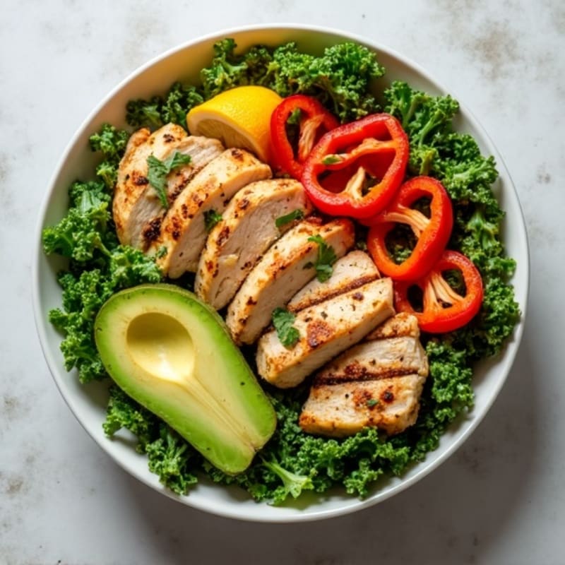 Crunchy Avocado Kale Bowl with Citrus Vinaigrette