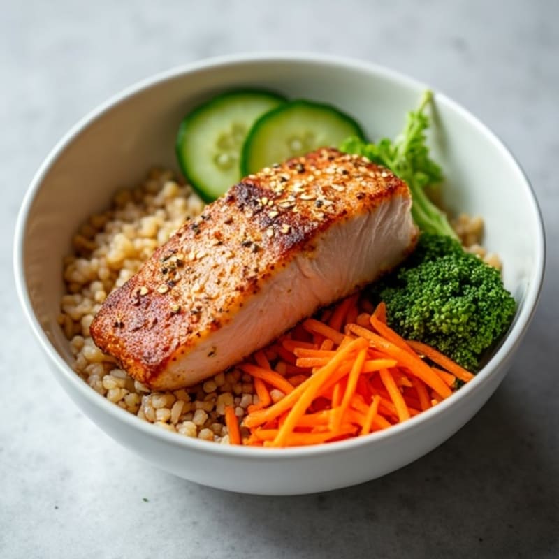 Sesame-Crusted Tuna Rice Bowl with Fresh Vegetables