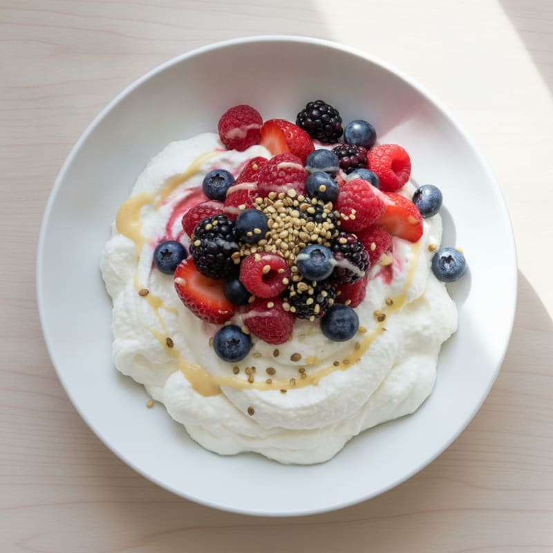 Silky Greek Yogurt Protein Mousse with Mixed Berries