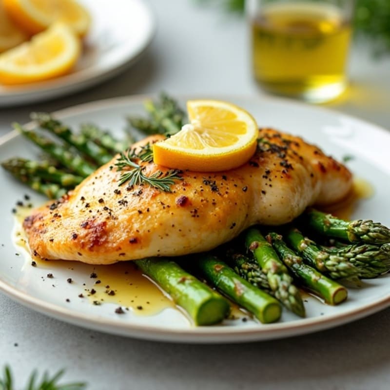 Lemon Herb Roasted Chicken with Crispy Roasted Asparagus
