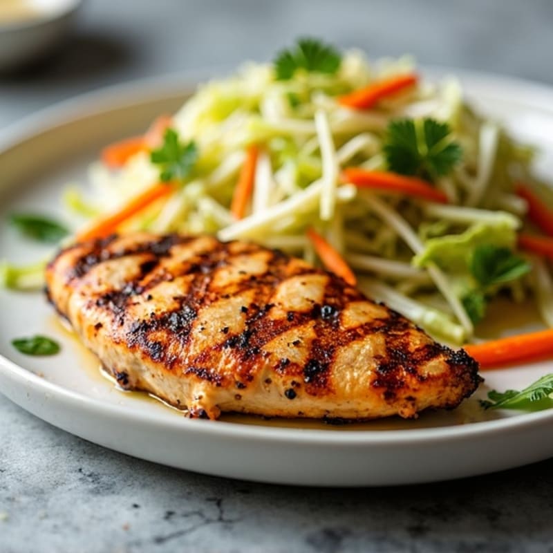 Grilled Chicken Breast with Crunchy Cabbage Slaw