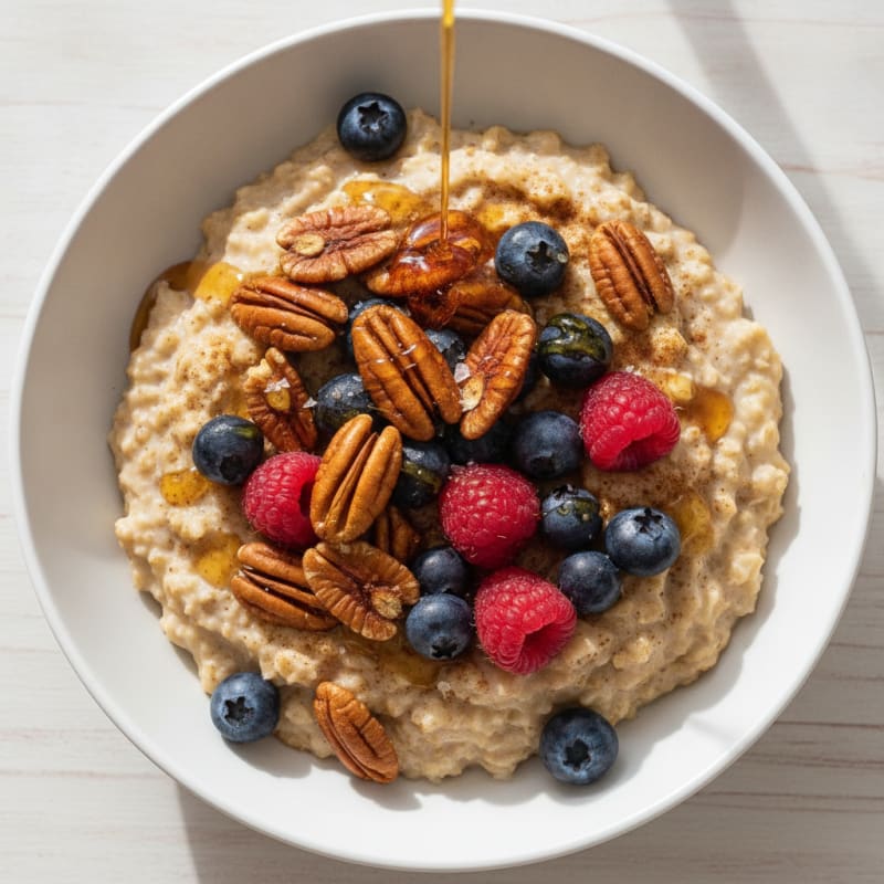 Maple Pecan Oatmeal with Berries