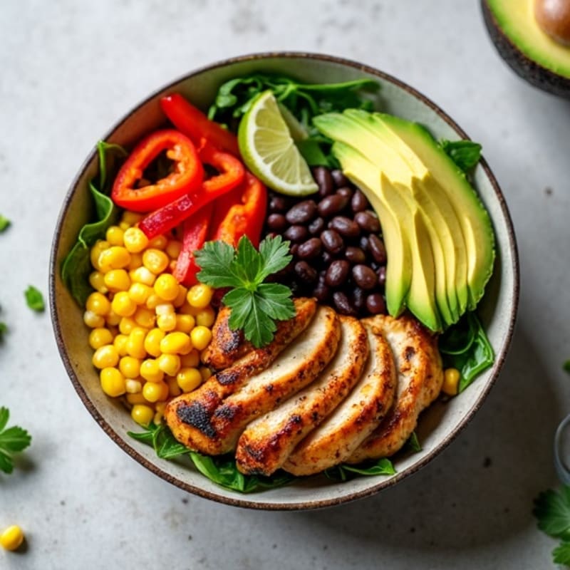 Fresh Black Bean Burrito Bowl with Roasted Corn