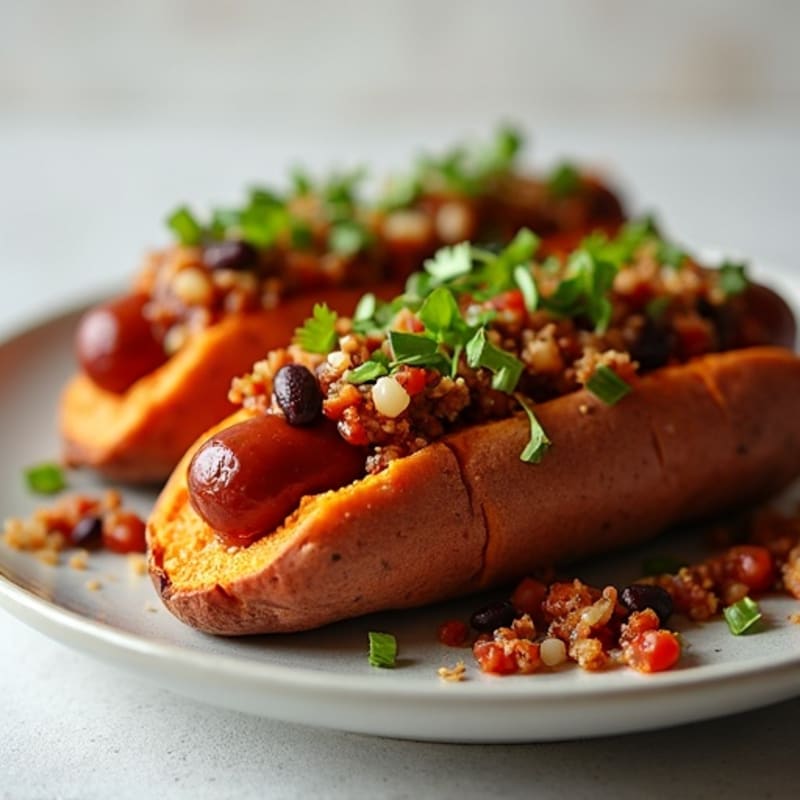 Lean Turkey Chili-Topped Sweet Potato Dogs