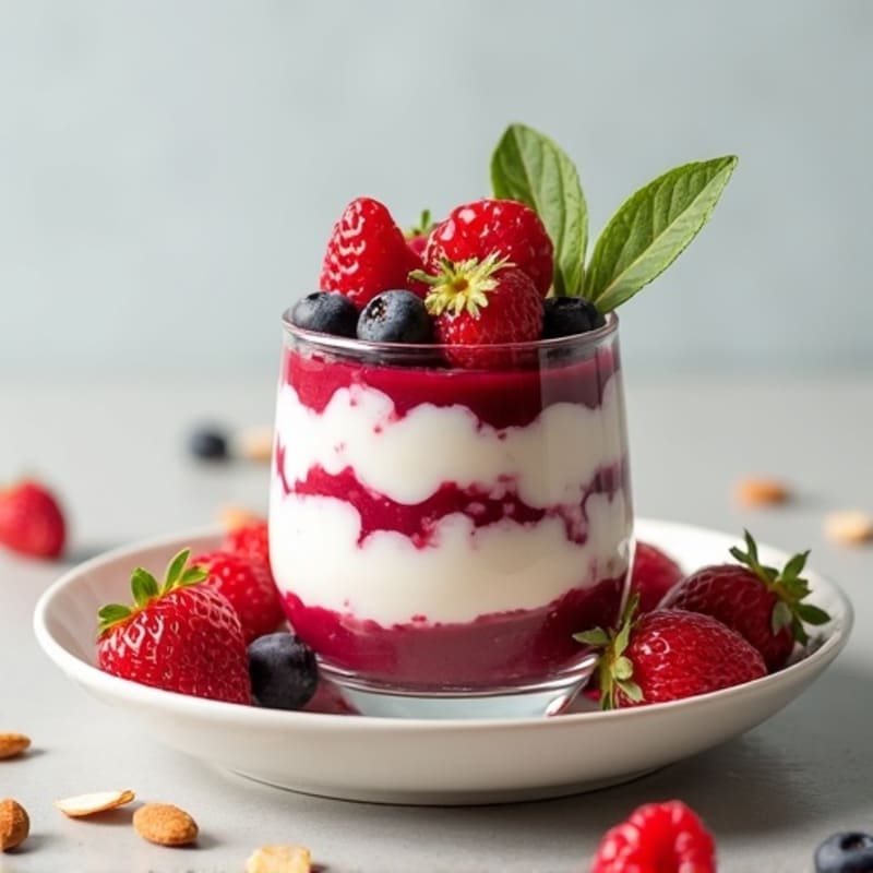 Greek Yogurt Protein Parfait with Mixed Berries and Almonds
