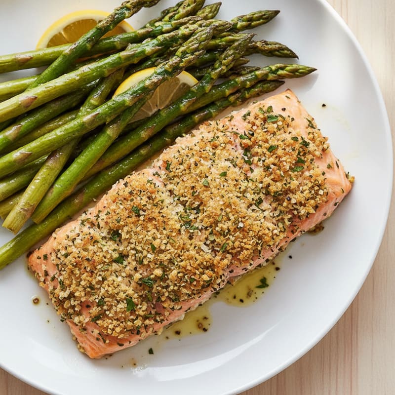 Herb-Crusted Salmon with Roasted Asparagus