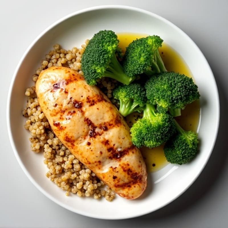 Grilled Chicken Breast with Quinoa and Steamed Broccoli