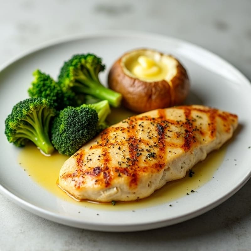 Baked Chicken Breast with Steamed Broccoli