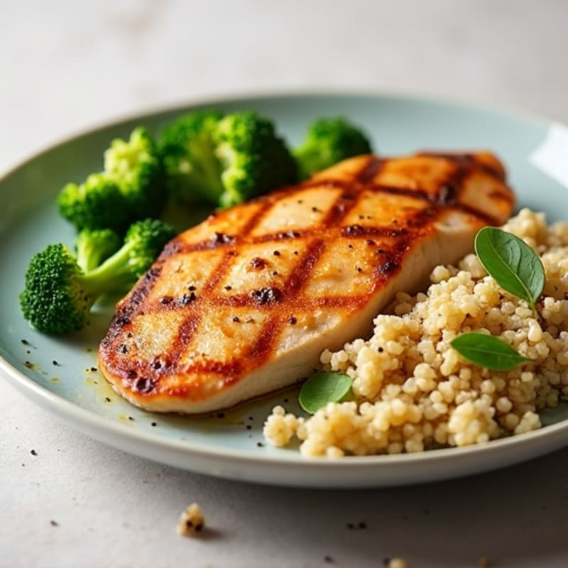 Seared Turkey Breast with Steamed Broccoli and Quinoa