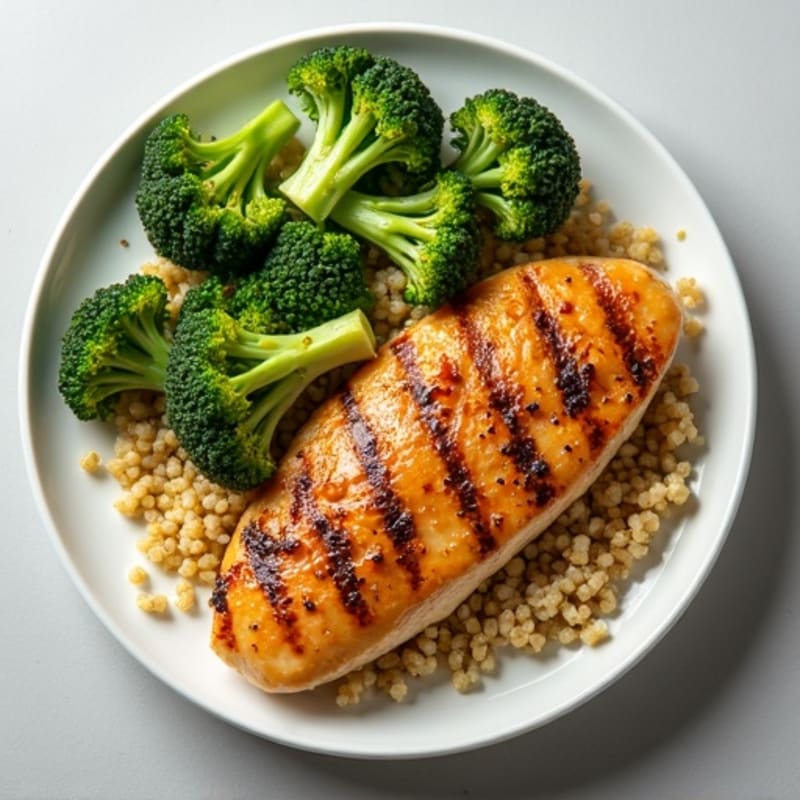 Grilled Chicken Breast with Roasted Broccoli and Quinoa