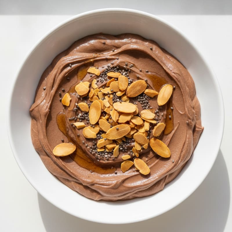 Silky Chocolate Protein Pudding with Crunchy Almonds