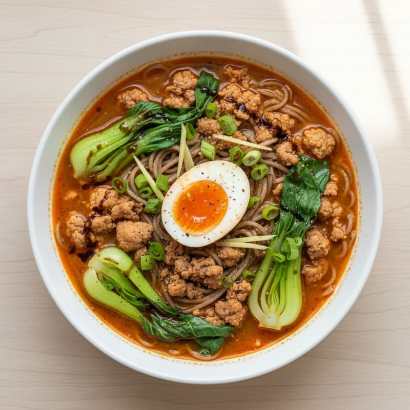 Sriracha Pork Ramen with Jammy Eggs