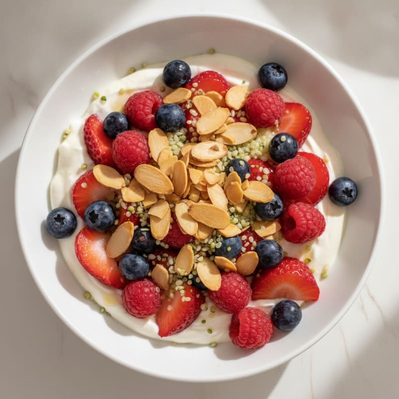 Greek Yogurt Protein Parfait with Mixed Berries