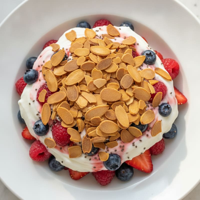 Greek Yogurt Protein Parfait with Berries and Almonds