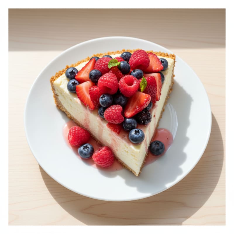 Greek Yogurt Protein Cheesecake with Mixed Berries