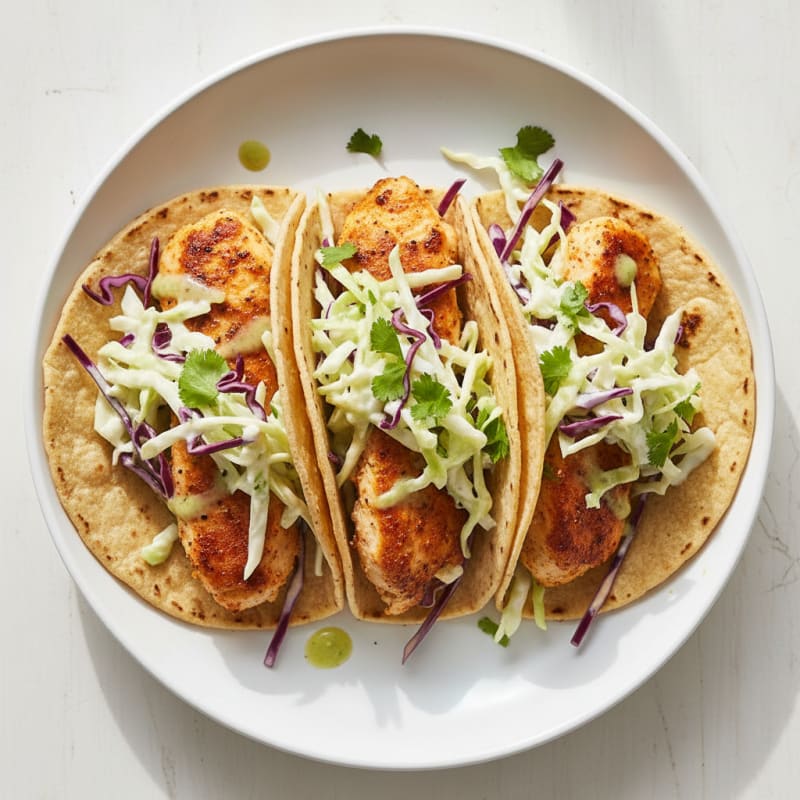 Crispy Chili-Lime Chicken Tacos with Zesty Slaw