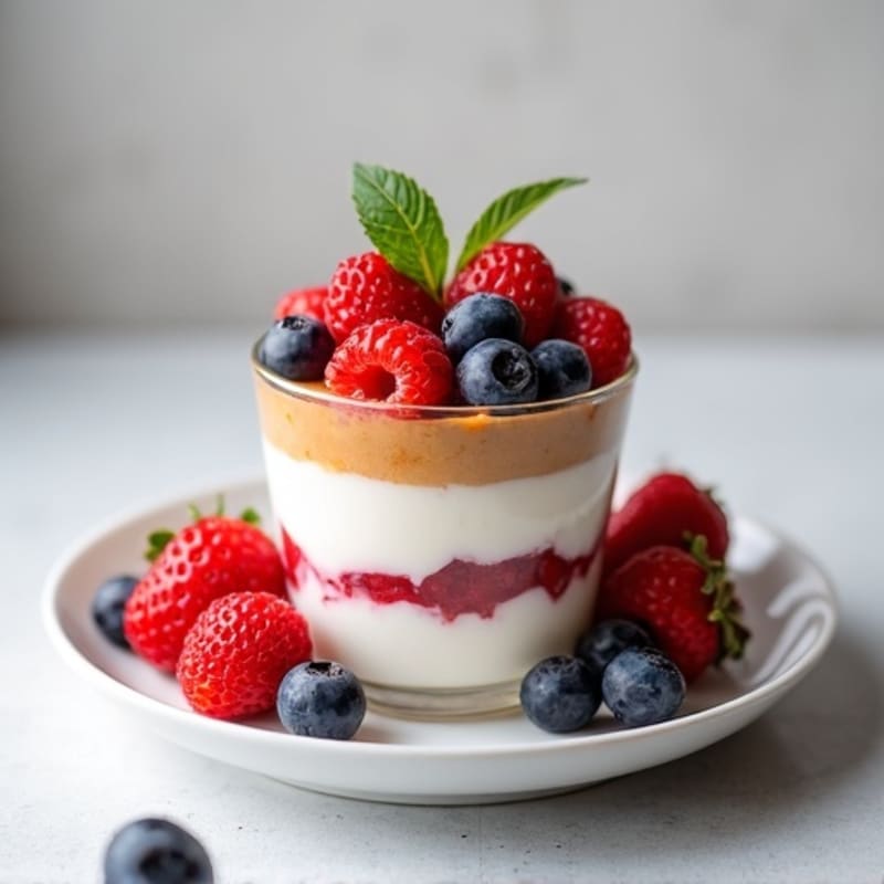Greek Yogurt Protein Parfait with Mixed Berries and Almond Butter