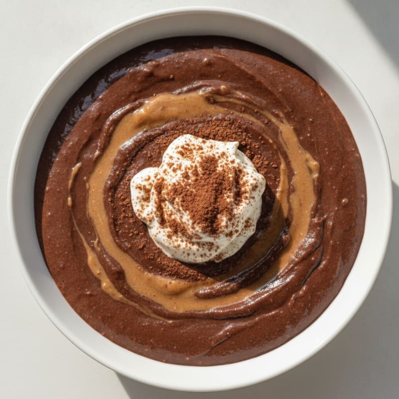 Silky Chocolate Protein Pudding with Almond Butter Swirl