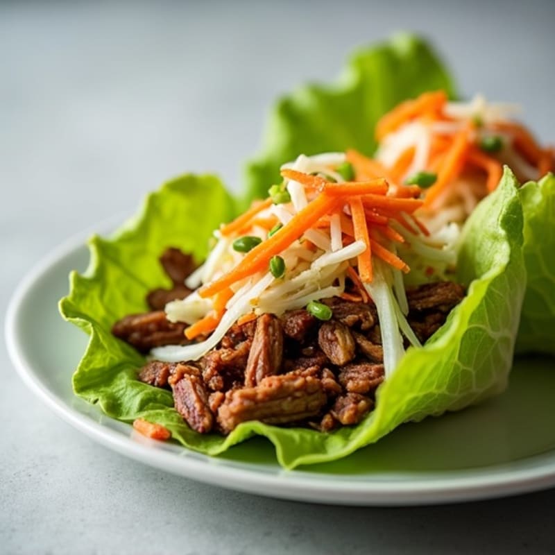 Tender Pulled Pork Lettuce Wraps with Tangy Slaw