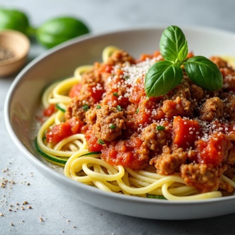 Hearty Lean Ground Turkey Spaghetti with Zucchini Noodles
