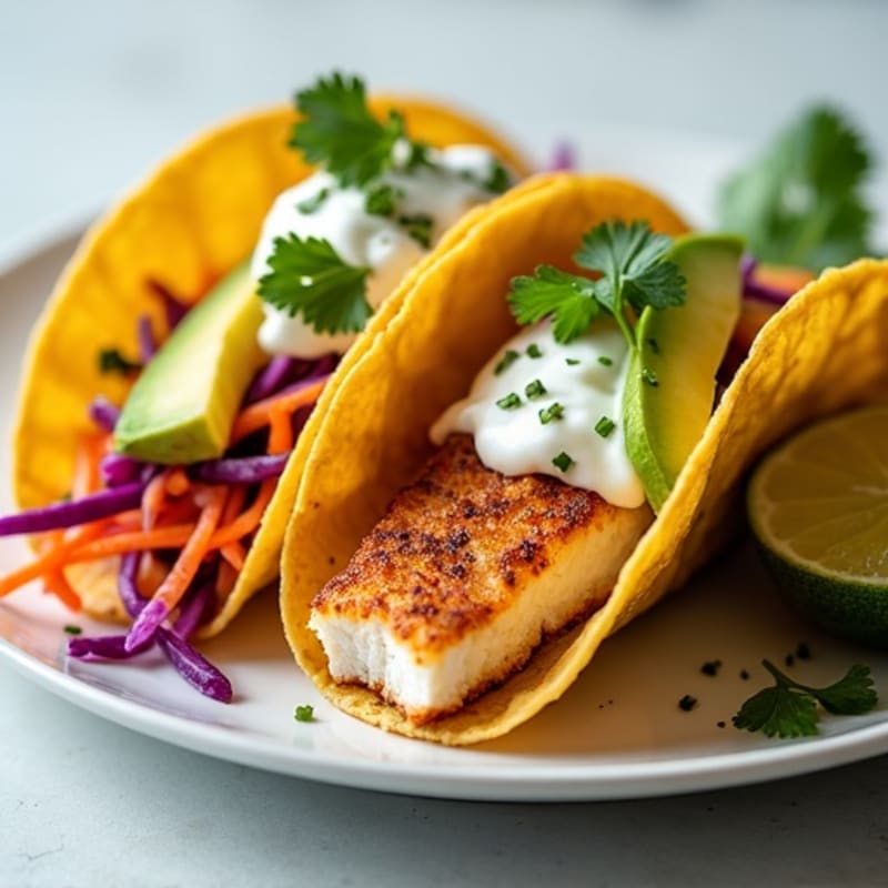 Healthy Crispy Fish Tacos with Zesty Slaw
