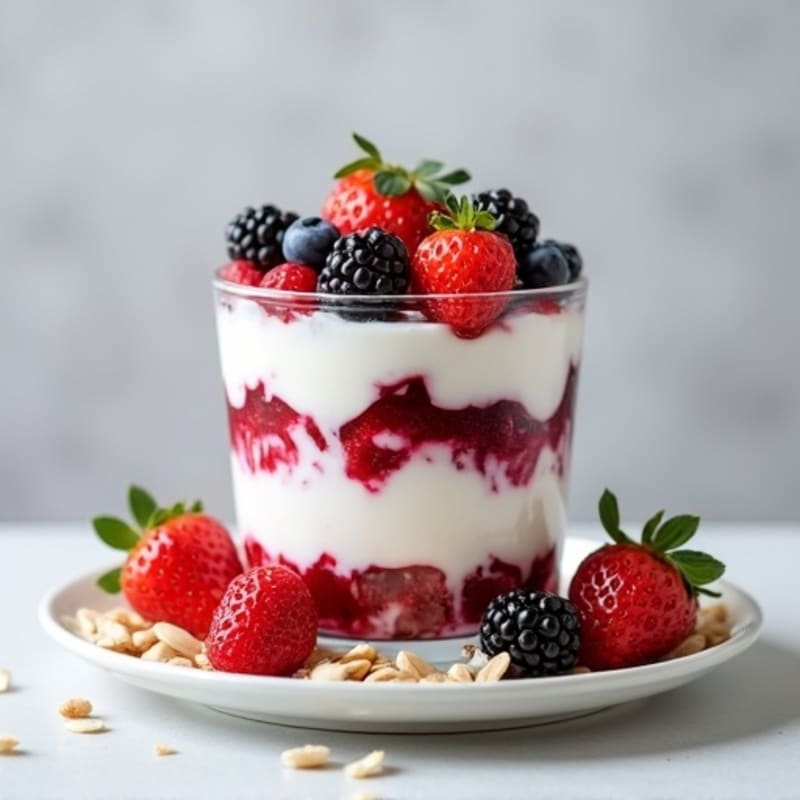 Greek Yogurt Protein Parfait with Mixed Berries and Almonds
