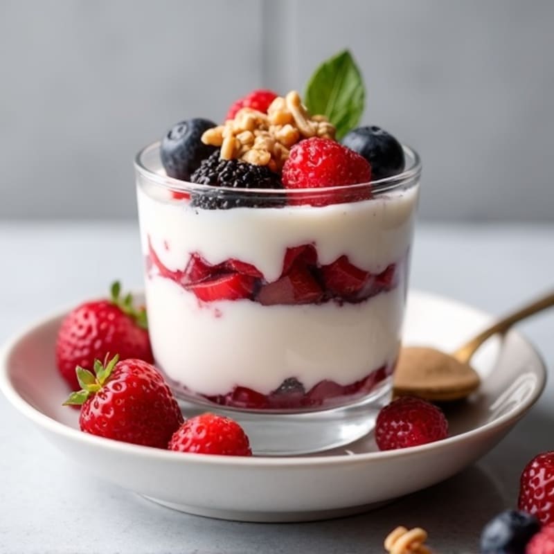 Greek Yogurt Protein Parfait with Mixed Berries and Almond Butter
