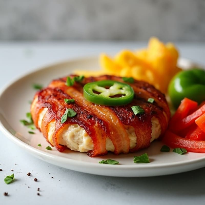 Crispy Bacon-Wrapped Lean Turkey Patties with Spicy Jalapeño